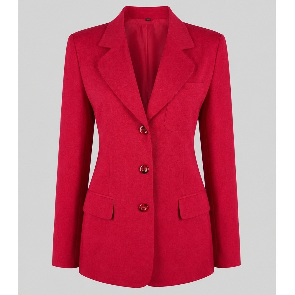 Panther Vintage Red 3-Button Blazer Jacket Made‎ in USA Size 8 NWT H39E165